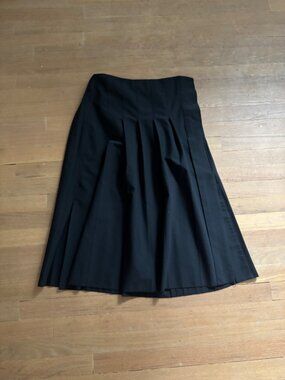 COS Womens Black Pleated Midi Skirt, Size 4, Front Back Different Pleats